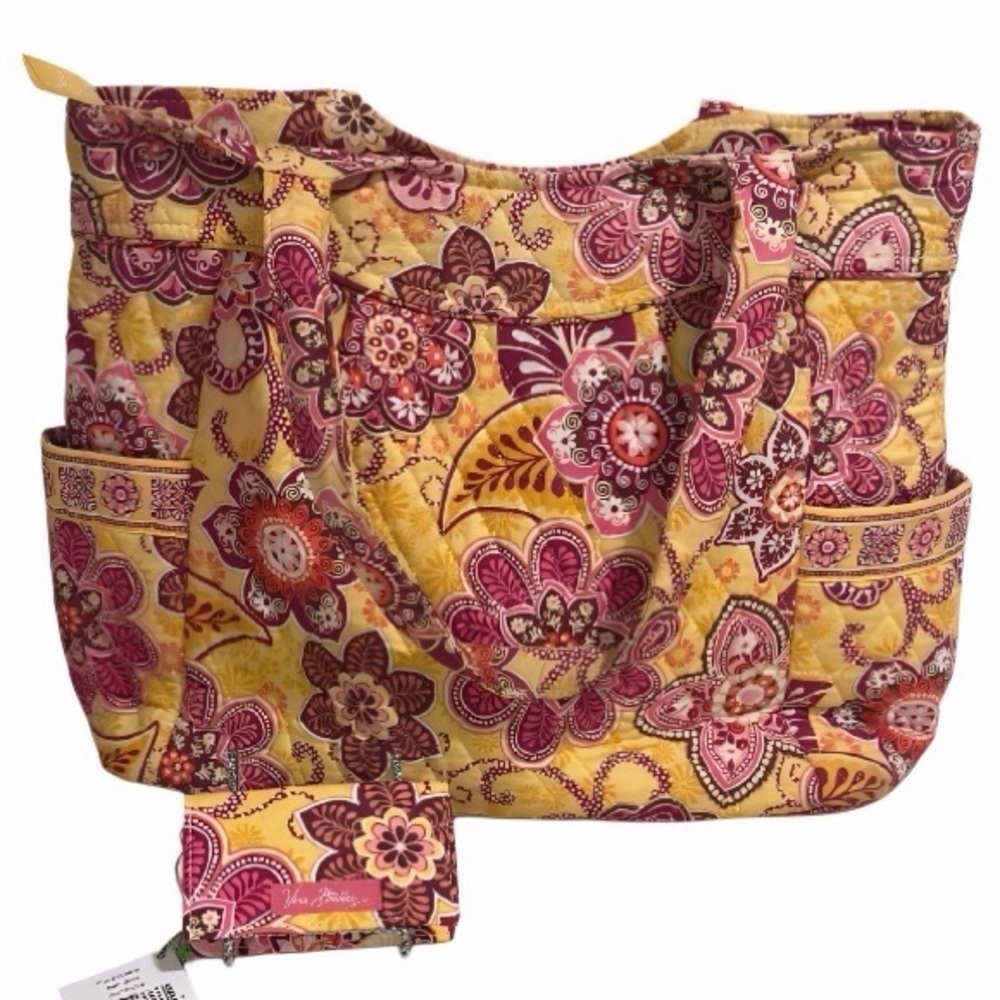Vera Bradley Bali Gold Pattern Get Carried Away Travel Tote and Card Holder Set - Picture 15 of 16